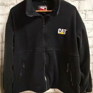 CAT Black Fleece Zip-Up Jacket Mens